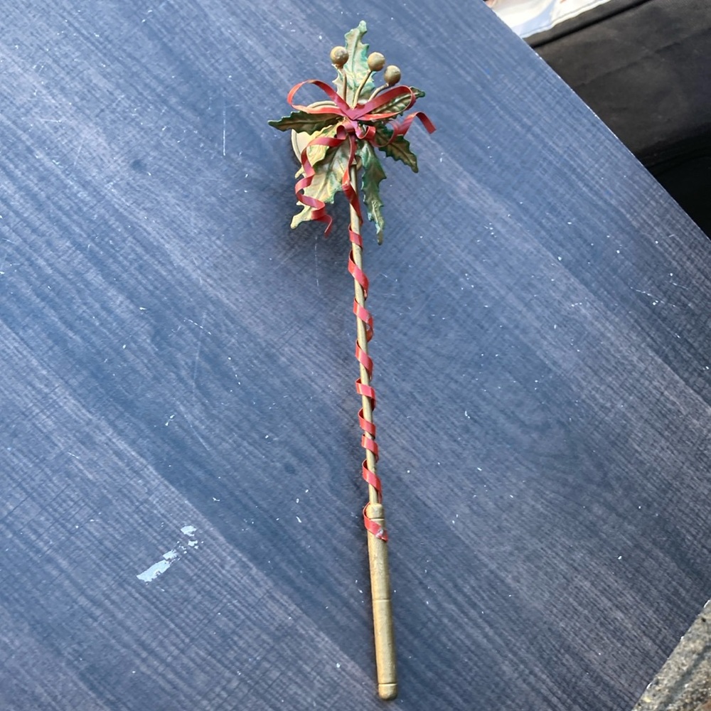Snuffer For Candle Holiday Ribbon and Holly